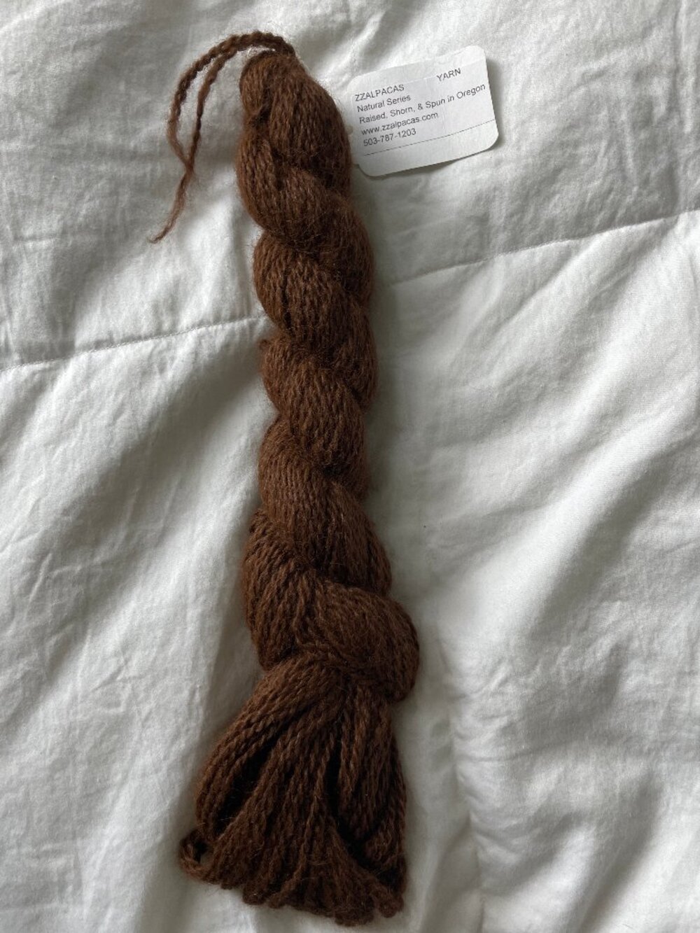 ZZ Fiberworks Alpaca Sport Weight Yarn Brown